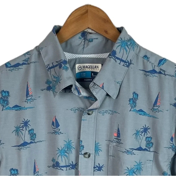 BF734 Mens Magellan Outdoors Classic Fit Fish Gear Performance Shirt S - Picture 3 of 5